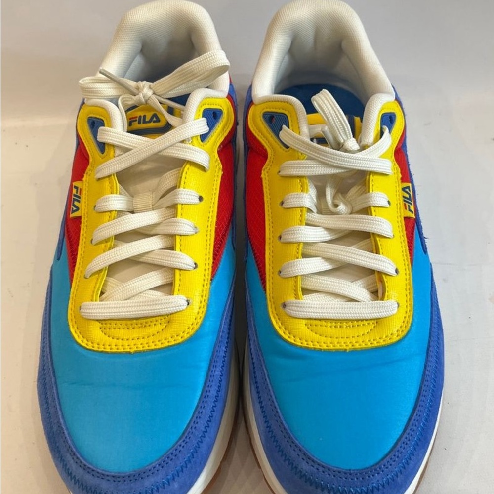 Fila women's Multicolor Lace-Up Sneakers in Blue, Yellow, Red